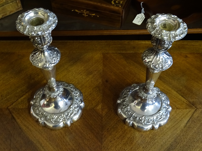 Pair 19th. century silver plate candlesticks